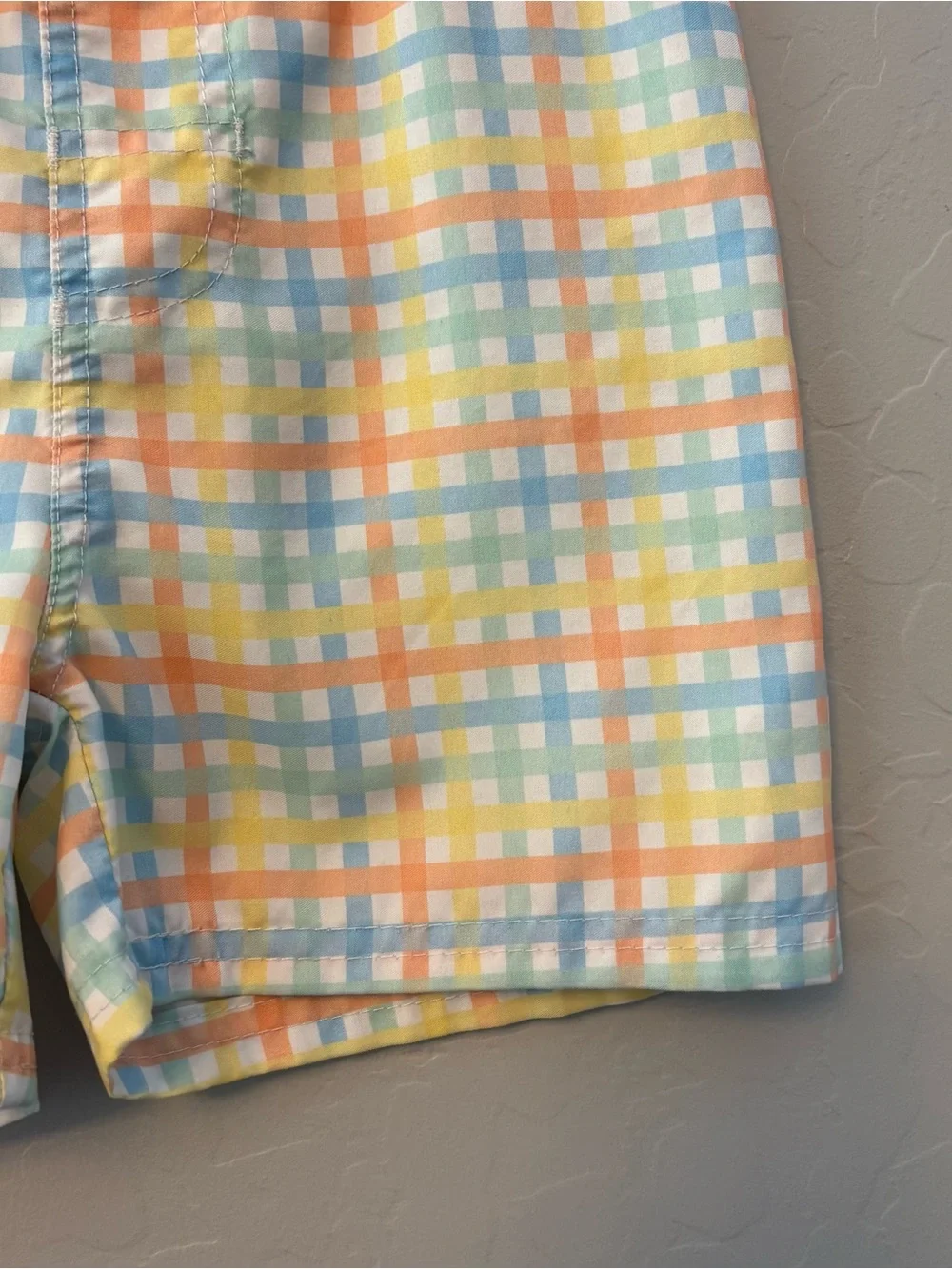 Ruggedbutts summertime gingham pastel swim trunks size 4t
